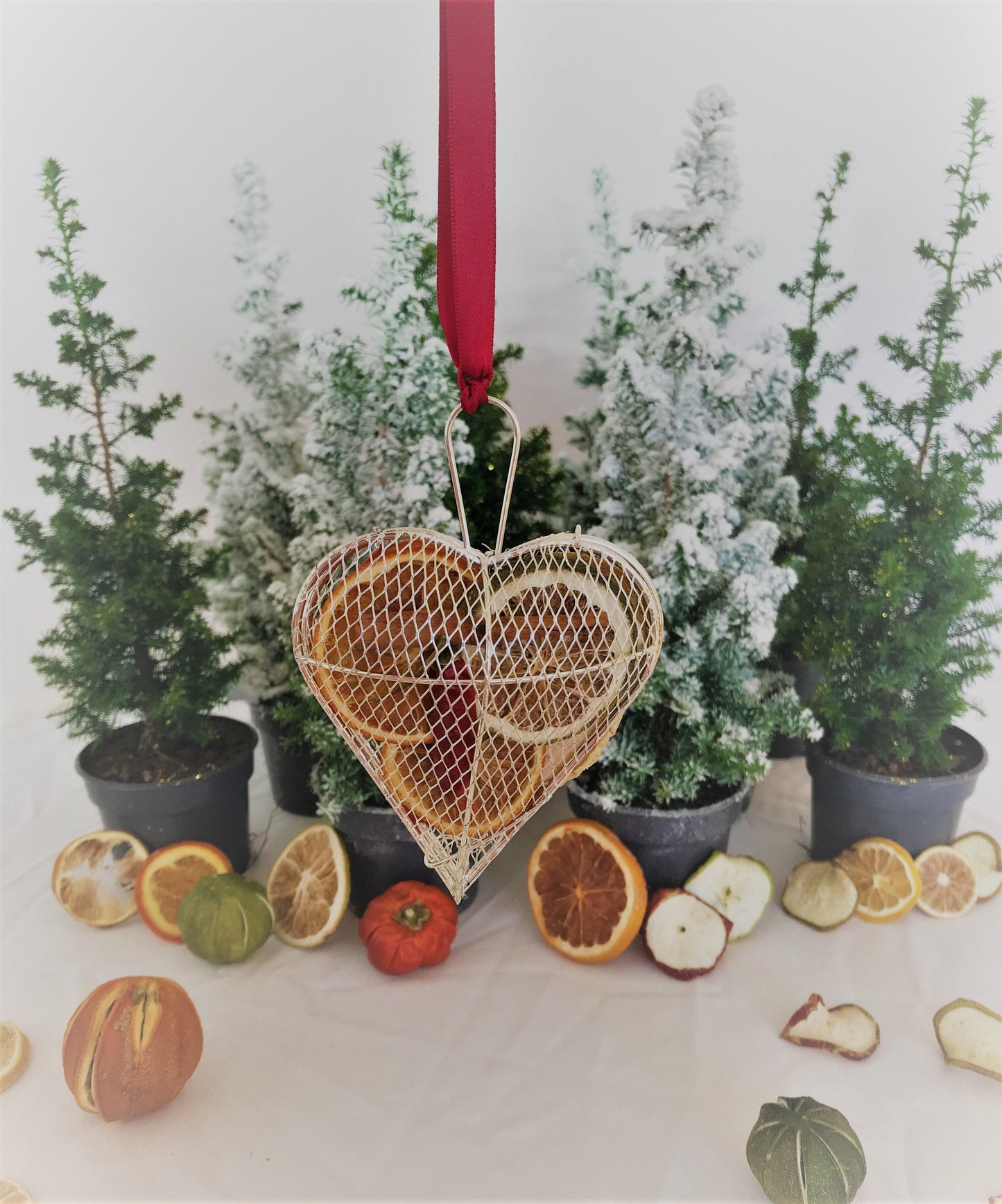 Christmas Hanging Heart Metal Mesh Decoration