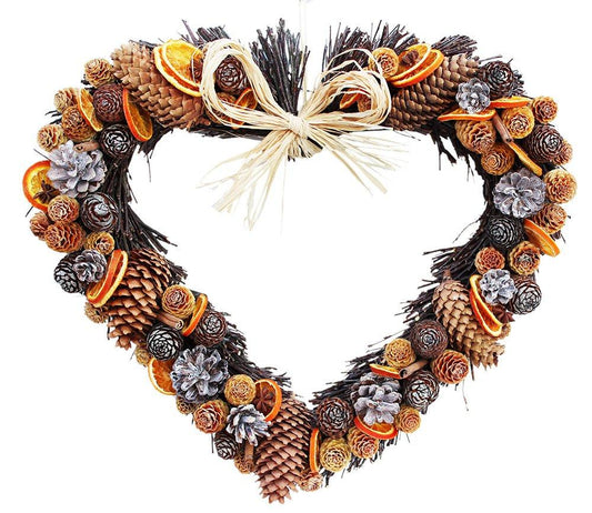 Christmas Cone and Orange Twig Heart - 20cm